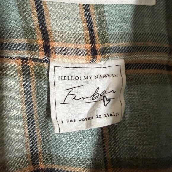 Frank & Eillen Finbar Flannel Button Up Shirt Green Plaid Womens Size M Linen - Picture 6 of 10